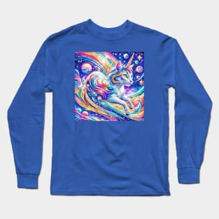 Rainbow Galaxy Unicorn Kitten Long Sleeve T-Shirt